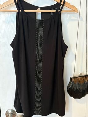 White House Black Market Black Beaded Trim Camisole